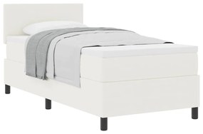 Cama Box Spring com Colchão Creme 100x200 cm Tecido de Veludo Cotelê