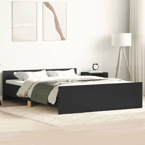 Estrutura cama c/ painéis de cabeceira e pés 120x200 cm preto
