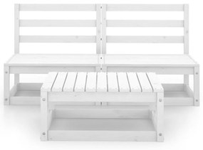 3 pcs conjunto lounge de jardim pinho maciço branco