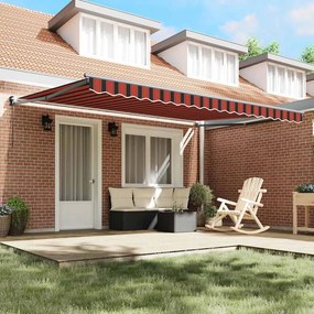 Toldo Manual Retrátil Laranja e Marrom 450x300 cm