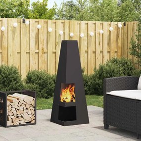 vidaXL Fire Pit Preto 35 x 35 x 100 cm Aço laminado a frio