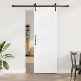 Porta Deslizante vidaXL com Conjunto de Hardware Branco 73.5x211 cm Madeira Sólida Pinho