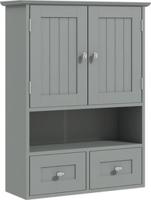 kleankin Armário de parede para banheiro, armário de toalete, com portas, prateleira, 2 gavetas, 50,8L x 17,8P x 66A cm, cinza | Aosom Portugal
