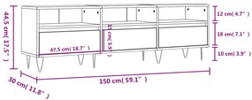 Móvel de TV 150x30x44,5 cm derivados de madeira cinza cimento