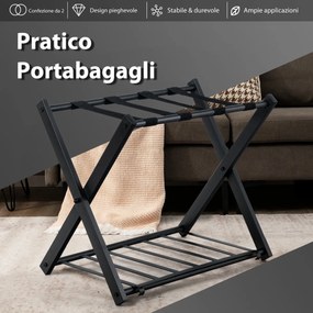 Suporte dobrável para malas com prateleira de armazenamento para quarto de hóspedes - branco
