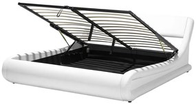 Cama de casal com arrumação em pele sintética branca 160 x 200 cm AVIGNON Beliani