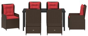 Conjunto de Jantar de Jardim 7 Peças Castanho Vime PE