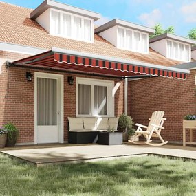 Toldo Retrátil Automático Laranja e Castanho 450 x 300 cm