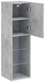 Móveis de TV com luzes LED 2 pcs 30,5x30x102cm cinzento cimento
