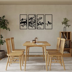 Acessório Decorativo de Parede em Metal Tree Branch And Birds – Preto