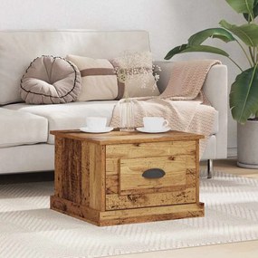 vidaXL Mesa de centro with Drawer Madeira antiga 50 x 50 x 35 cm