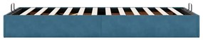 Ottoman Bed Frame No Colchão Azul Escuro 90x200 cm Veludo