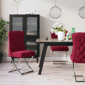 vidaXL Cadeira jantar 53x52x98 cm veludo aço inoxidável vermelho tinto