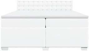 Cama com molas/colchão 200x200 cm couro artificial branco