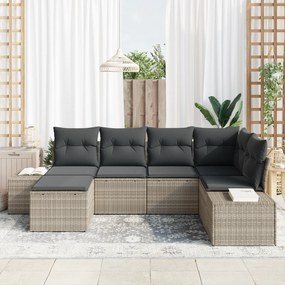 Conjunto de Sofás de Jardim de 6 Peças com Almofadas Cinzento-Claro Ra