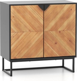 Armario de arrumação com portas com pernas de metal para sala de estar Sala de jantar 80 x 40 x 80 cm Preto