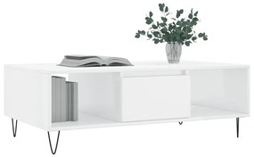 Mesa de centro 104x60x35 cm derivados madeira branco brilhante