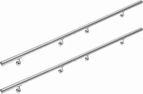 Conjunto de 4 corrimãos em aço inoxidável, Dimensões totais (C x Ø): 400 x 4,2 cm Prateado