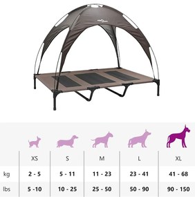 Cama Elevada para Cão com Teto Removível Castanho XL Aço