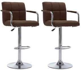 Bancos de bar 2 pcs tecido castanho