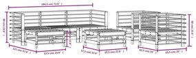 7 pcs conjunto lounge de jardim pinho maciço branco