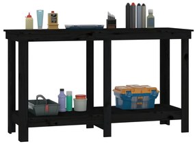 Banco de trabalho 140x50x80 cm pinho maciço preto