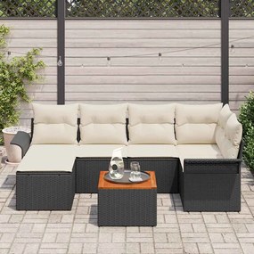 Conjunto de Sofá para Jardim com 7 Peças e Almofadas em Vime Sintético