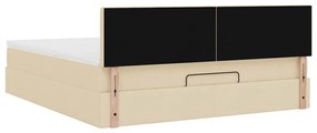 Estrutura de cama otomana com colchão tecido creme 160x200cm