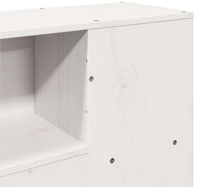 Cabeceira com arrumação 150 cm madeira de pinho maciça branco