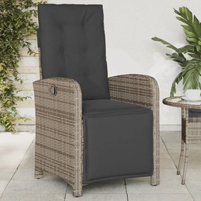 vidaXL Cadeira de jardim reclinável c/ apoio para os pés vime PE cinza