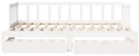 Sofá-cama com gavetão e gavetas sem colchão 90x200 cm branco