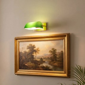 Candeeiro de parede clássico em latão com vidro verde - Banker
