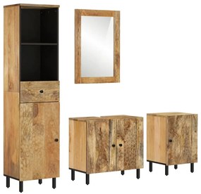 vidaXL 4 pcs conj. móveis de casa de banho madeira de mangueira maciça
