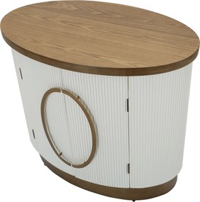 Aparador Tolosa com 2 Portas – 79x48x67 cm – Branco, Castanho e Dourad