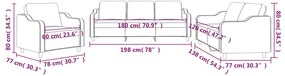 3 pcs conjunto de sofás com almofadões tecido cinzento-claro