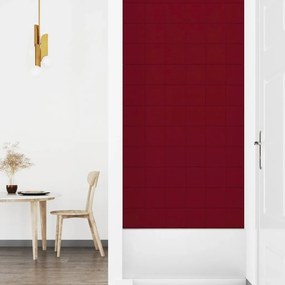 Painel de parede 12 pcs 90x15 cm veludo 1,62 m² vermelho tinto