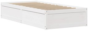 Cama sem colchão 90x200 cm madeira de pinho maciça branco