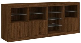 Aparador com luzes LED 164x37x67 cm carvalho castanho