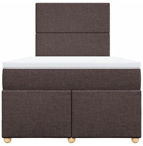 Cama boxspring com colchão 120x190 cm tecido castanho-escuro