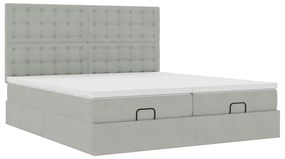 Estrutura cama otomana colchões 160x200cm veludo cinzento claro