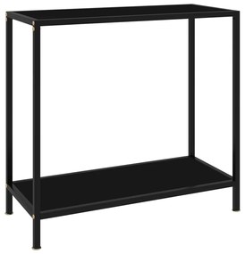 vidaXL Mesa consola 80x35x75 cm vidro temperado preto