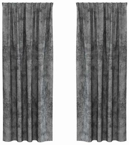 Cortinas de Veludo 2 peças com Ilhós Cinza 225x140 cm