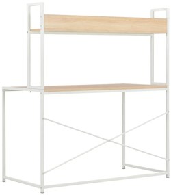 Secretária de computador 120x60x138 cm branco e carvalho