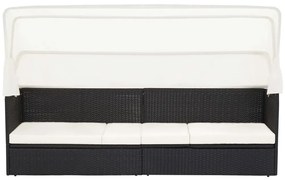 Sofá de jardim com toldo vime preto
