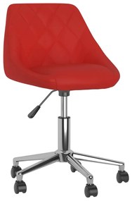 vidaXL Cadeira de jantar giratória couro artificial vermelho tinto