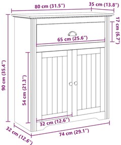 Armário de entrada BODO 80x35x90 cm branco