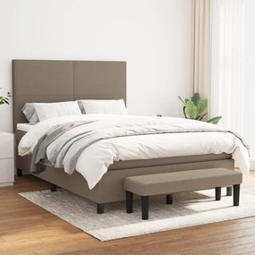 vidaXL Cama com molas/colchão 140x190 cm tecido castanho-acinzentado