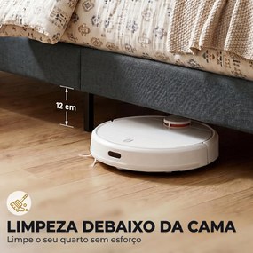 Cama de Casal 135x190 cm com Cabeceira Estofada com Laterais e Arrumação Inferior, Cinzento