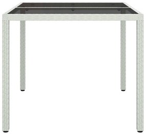 Mesa de jardim 90x90x75 cm vidro temperado e vime PE branco