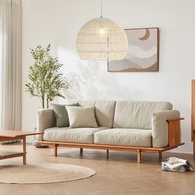 Candeeiro Teto esférico suspensa fácil de instalar, lâmpada incluída, para sala de jantar, sala de estar, quarto... 43 x 34 cm, bege